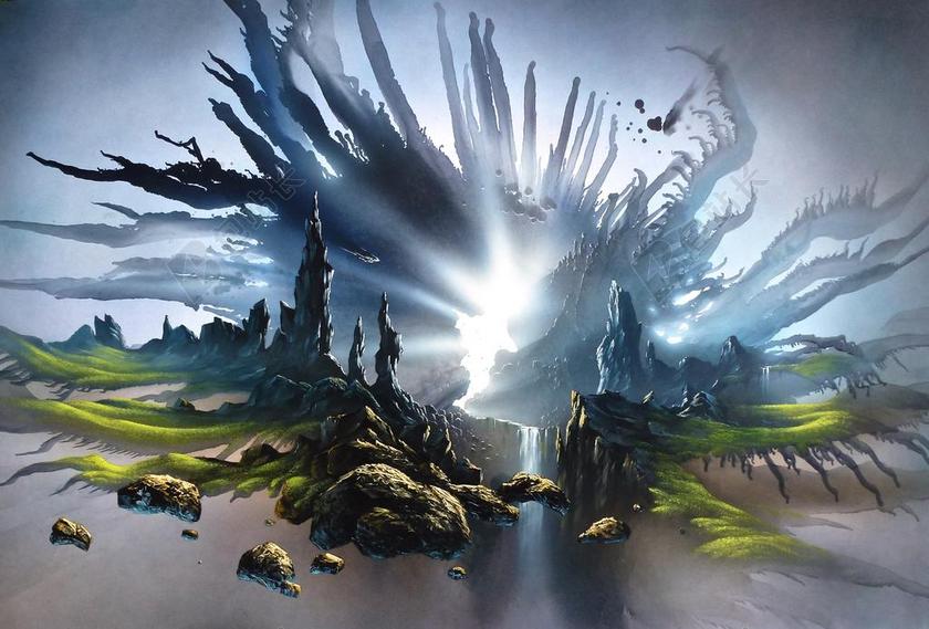 幻想 绘画 光 艺术 图像 艺术品 景观 丙烯酸 喷枪