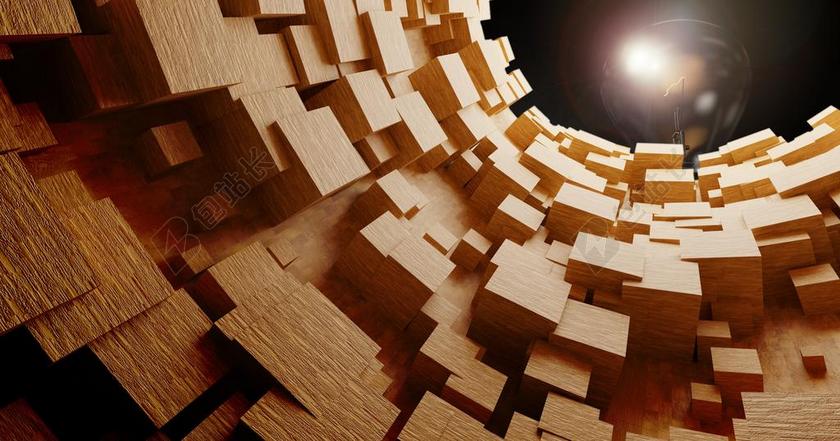 多维数据集 木 管 对象 隧道 光 通过 立方体 发光