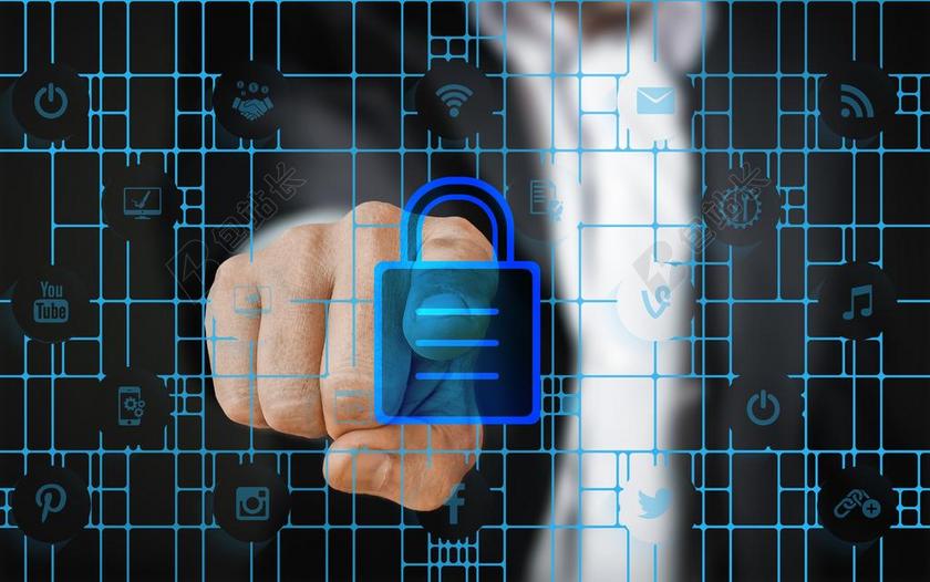 手触摸屏幕互联网网络安全科技背景