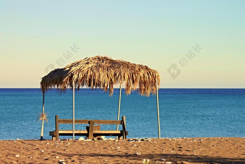 海滩 海 银行 棕榈叶 地中海 夏季 水 性质 沙 海岸