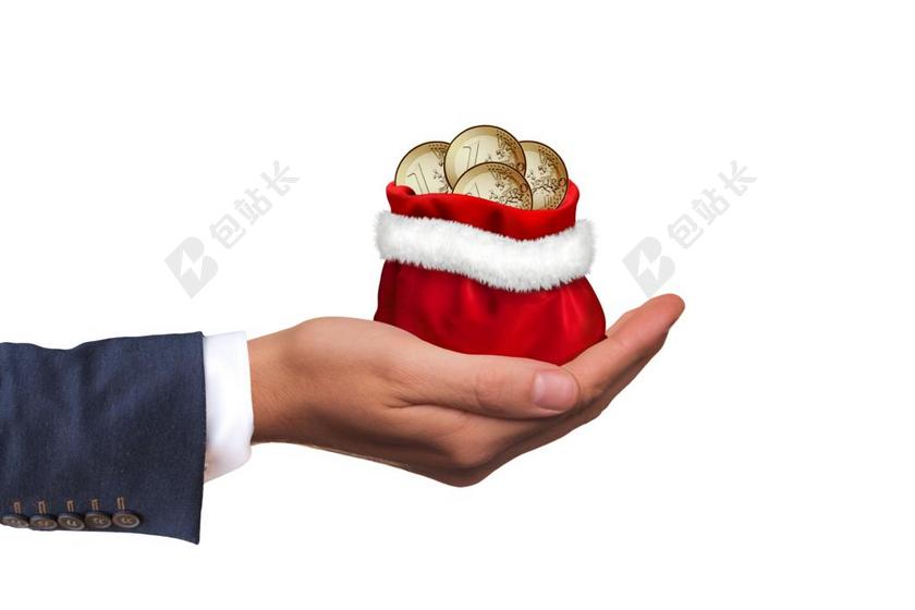 圣诞节钱 钱 礼物 礼品 手 保持 给 欧元 现状
