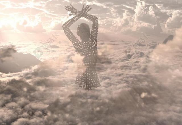 白色的云层里的舞女背景图片