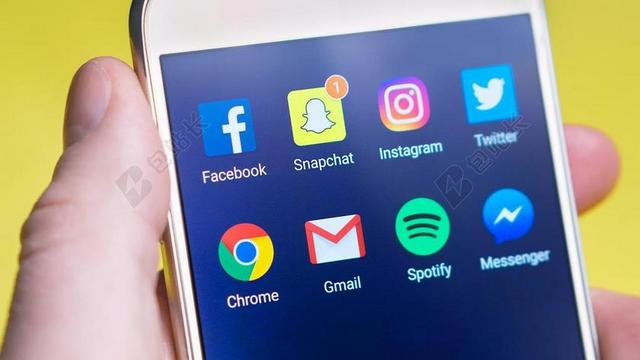 SNAPCHAT 社交媒体 智能手机 图标 电话 显示 屏幕