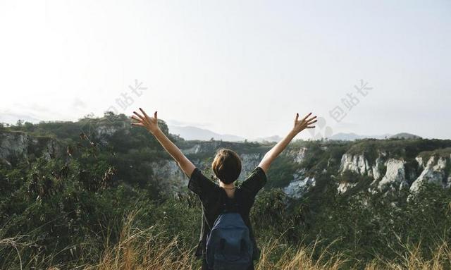温暖 自由 植物 假期 旅行 景观 徒步旅行 冒险 女孩