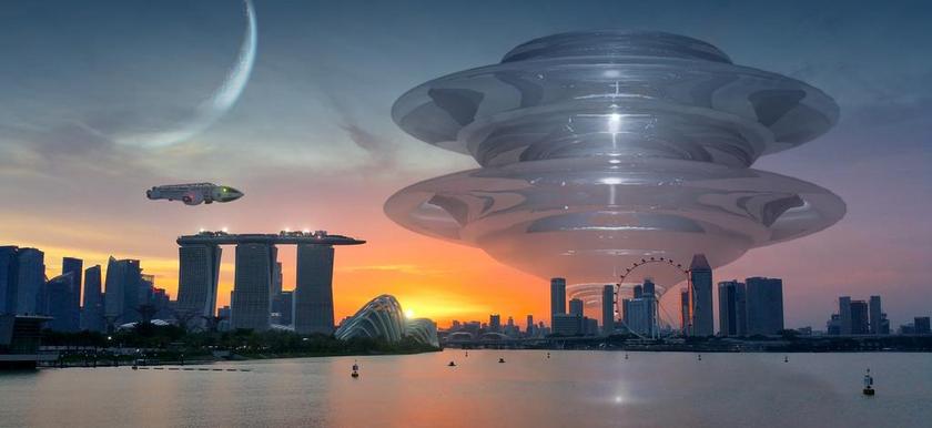 幻想 城市 向前 建设 大气 晚上 作曲 科幻小说