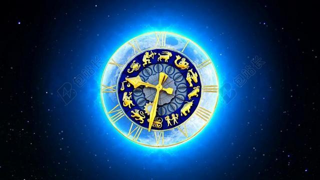 十二生肖 繁星点点的天空 时钟 月球