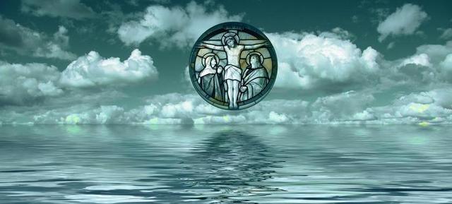 交叉 基督 海 救赎者 信仰 神 耶稣 云 太阳 光