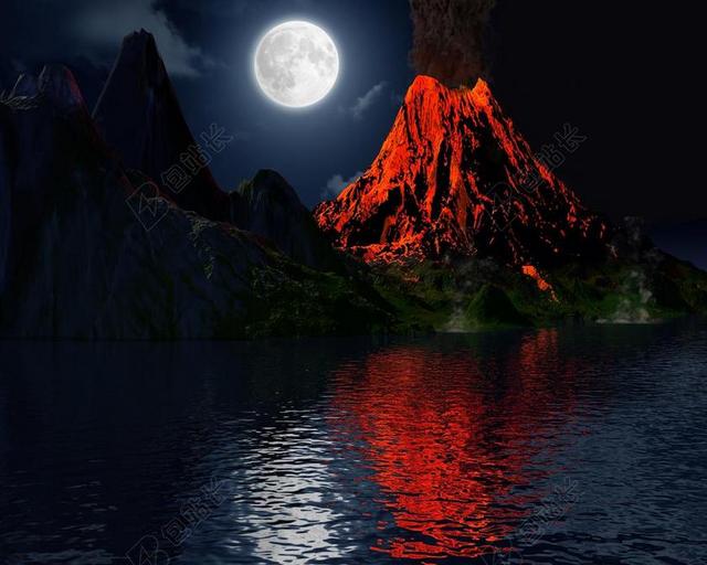 火山 喷发 月亮 岛 景观 山 自然 火山口 地球 地质学