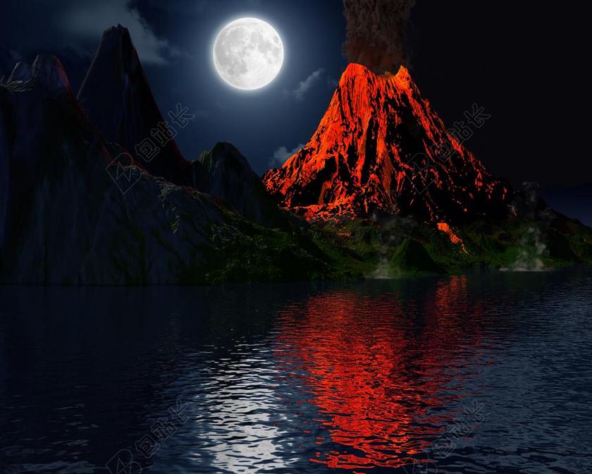 火山 喷发 月亮 岛 景观 山 自然 火山口 地球 地质学