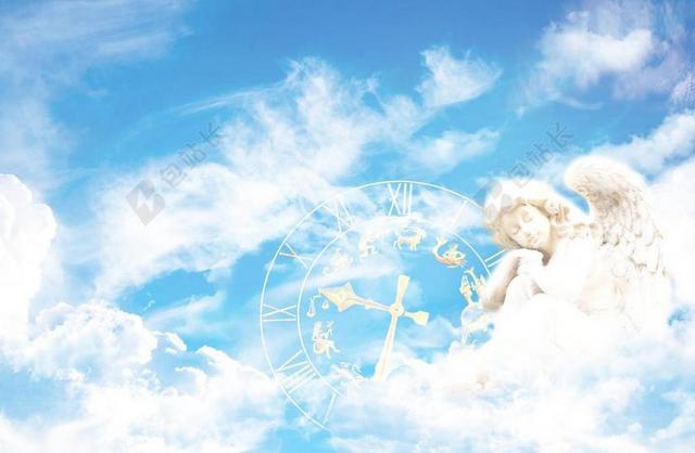蓝色背景白色天使梦幻唯美背景图片