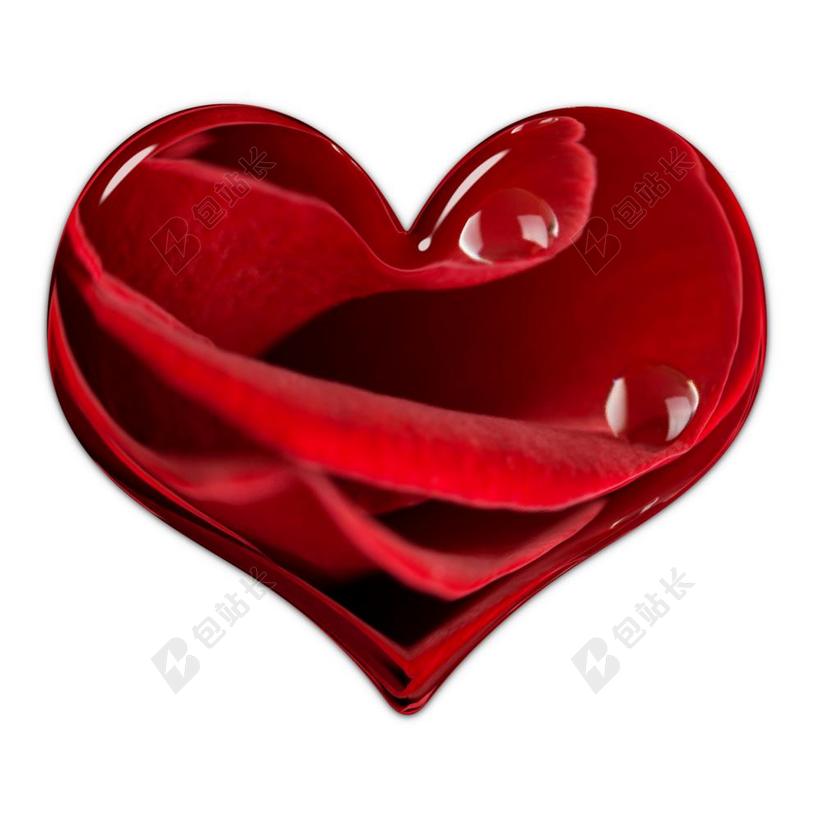 红色爱情浪漫情人节表白爱心玫瑰花瓣透明背景图片