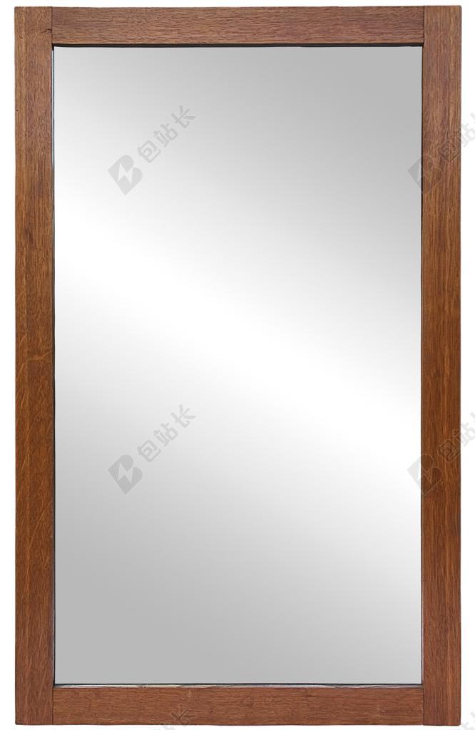 家具简约木框镜子透明背景图片