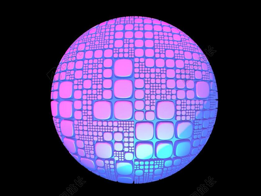 紫色渐变抽象设计几何球型3D模型方块背景图片