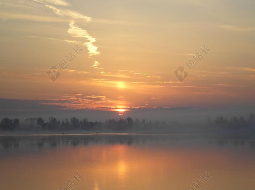 黎明 河 早上 天空 海滩 清晨 日出 雾 太阳 景观