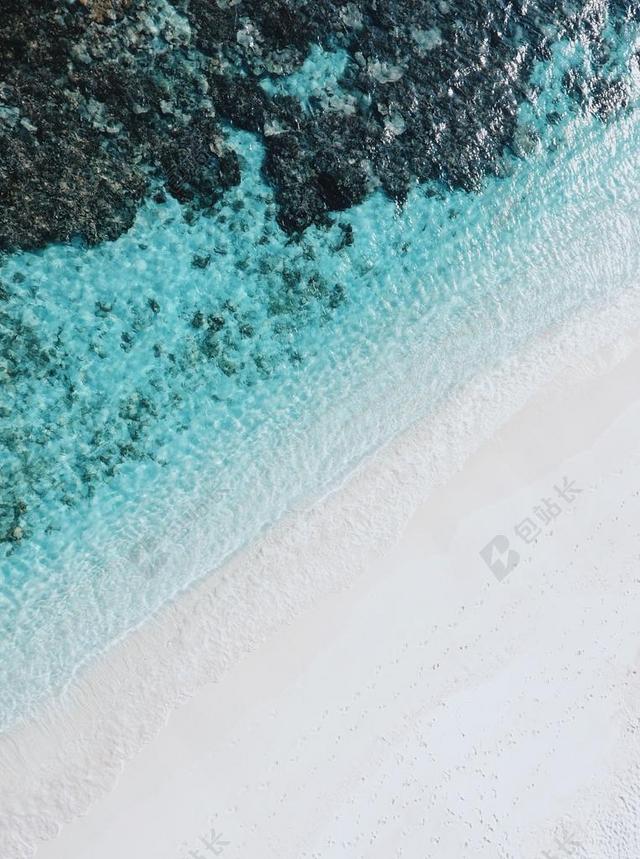 蓝白自然沙滩海洋海岸旅游冒险俯拍背景图片