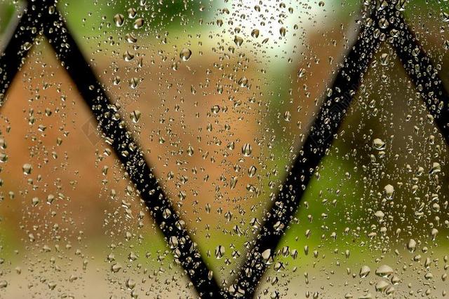 自然天气下雨雨天窗户水珠背景图片