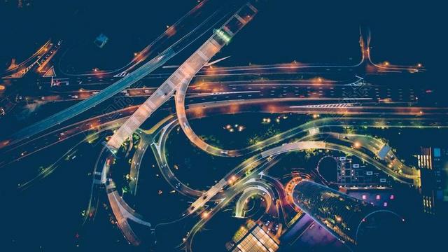 黑色彩色夜晚公路交通夜景背景图片