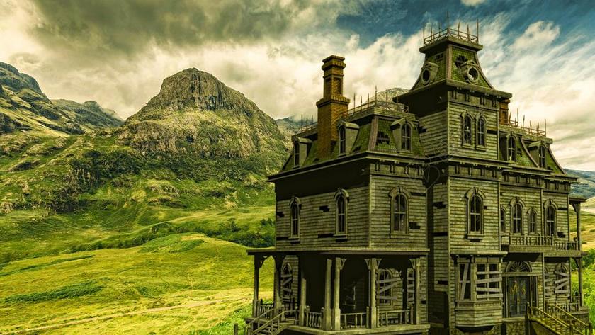 房子 小山 CLO 景观 自然 天空 树 草 首页 夏天