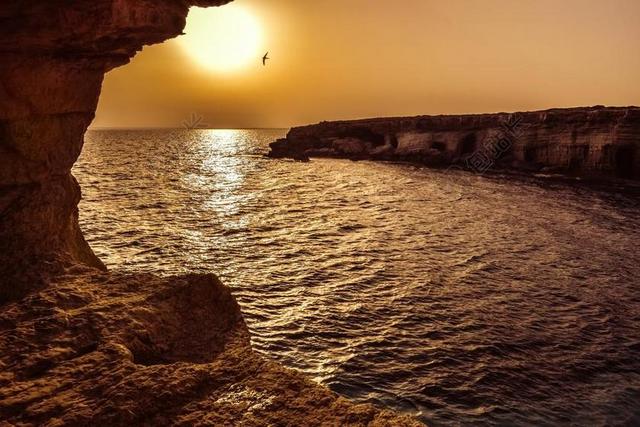 日落 景观 自然 太阳 洞穴 自然景观 风景 橙色 海蚀洞