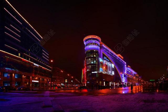 莫斯科 晚 灯 晚上市 夜之光 夜晚的城市 城市 夜 俄罗斯