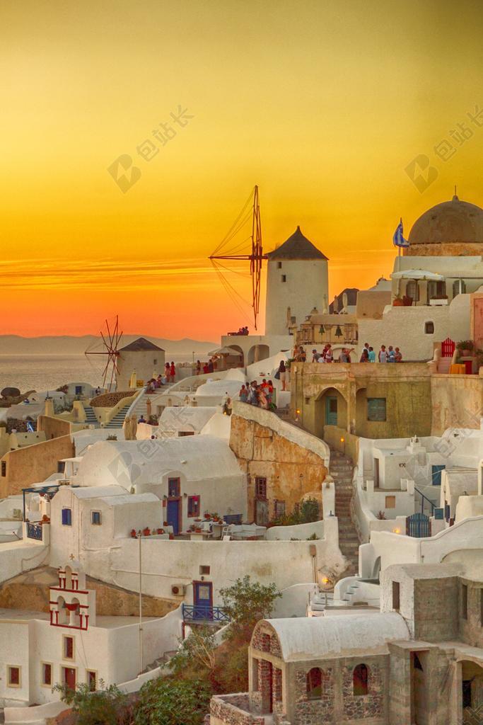 旅行希腊圣托里尼岛海滩背景图片