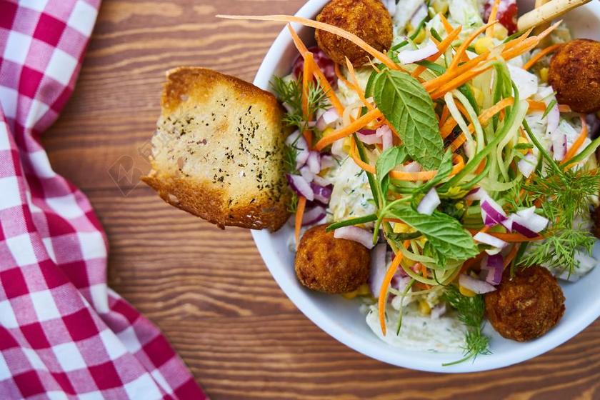 沙拉 面包 饮食 素食主义者 素食 番茄 有机 背景 绿色