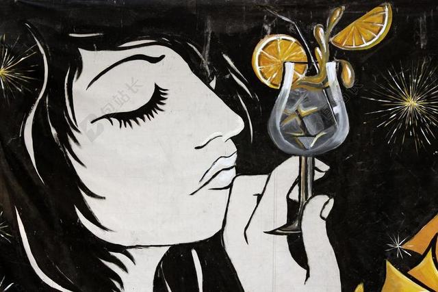 涂鸦 喝 女孩 女人 鸡尾酒 酒精 计划 绘画 画 人