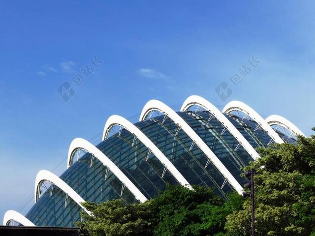 花圆顶花园的海湾新加坡玻璃房背景图片