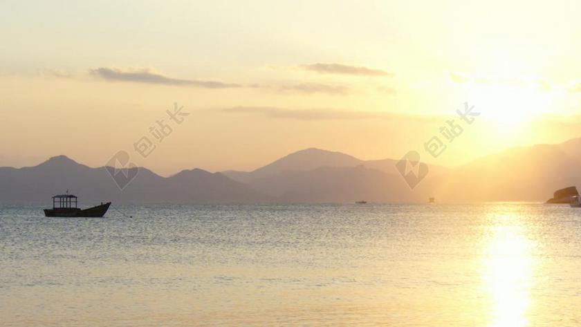 日落海夏季景观太阳地平线晚上背景图片