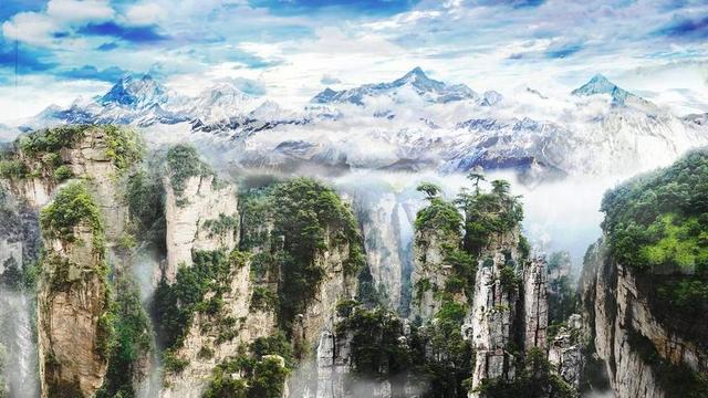 悬崖 山 雾 合成