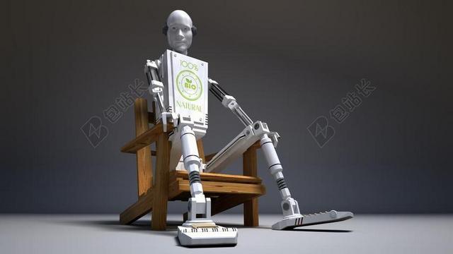 坐在 主席 木材 机器人 3D 背景 桌面 安装 壁纸