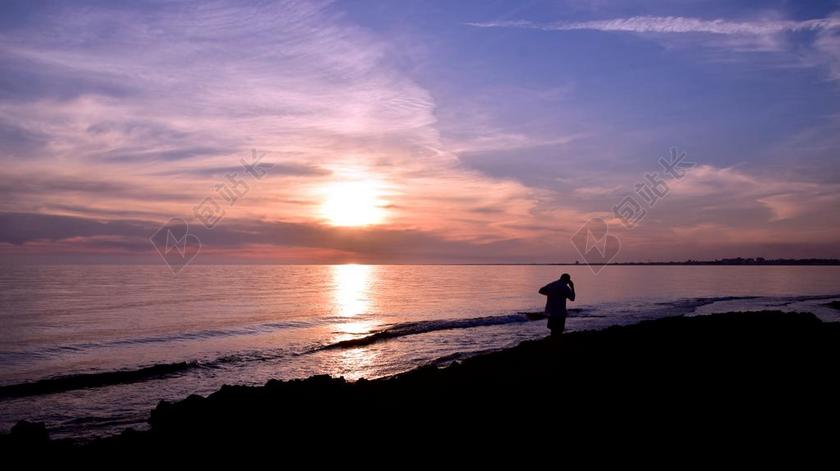 日落 海 ABENDSTIMMUNG 夕阳大海 水 云 假期