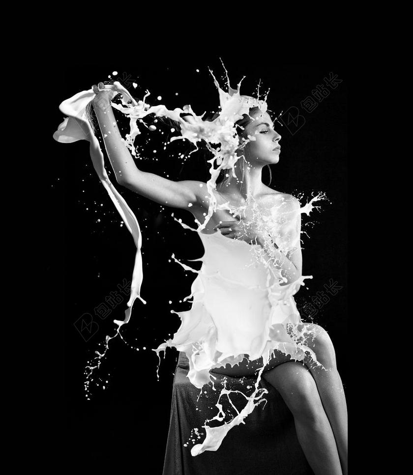 广告时尚女子霖牛奶浴背景图片