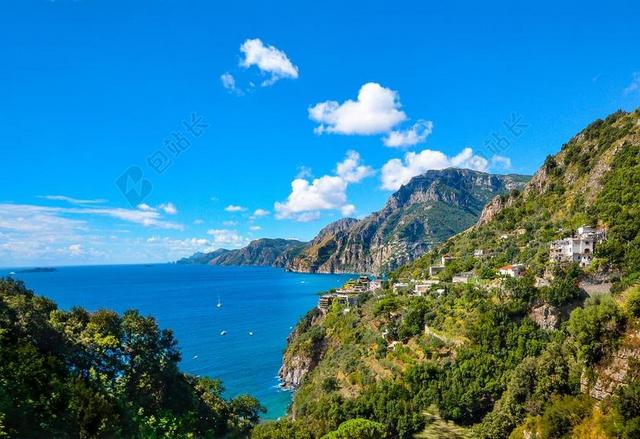 阿马尔菲 海岸 索伦托 意大利 海岸线 沿海 海滩 岩 丘陵