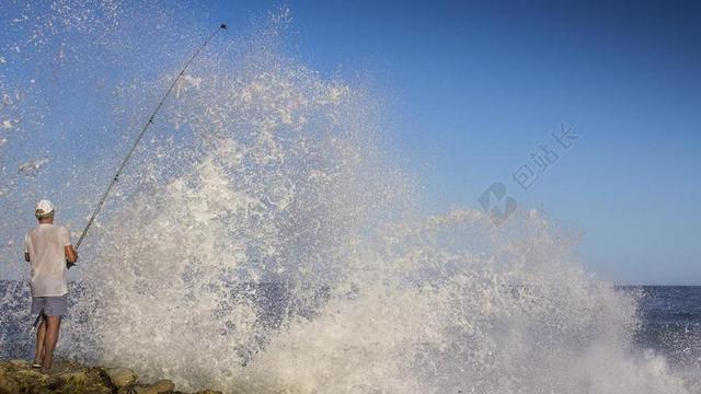 捕鱼 惊 巨浪 波 海 海滩 水 泡沫 蓝色 哥斯达黎加