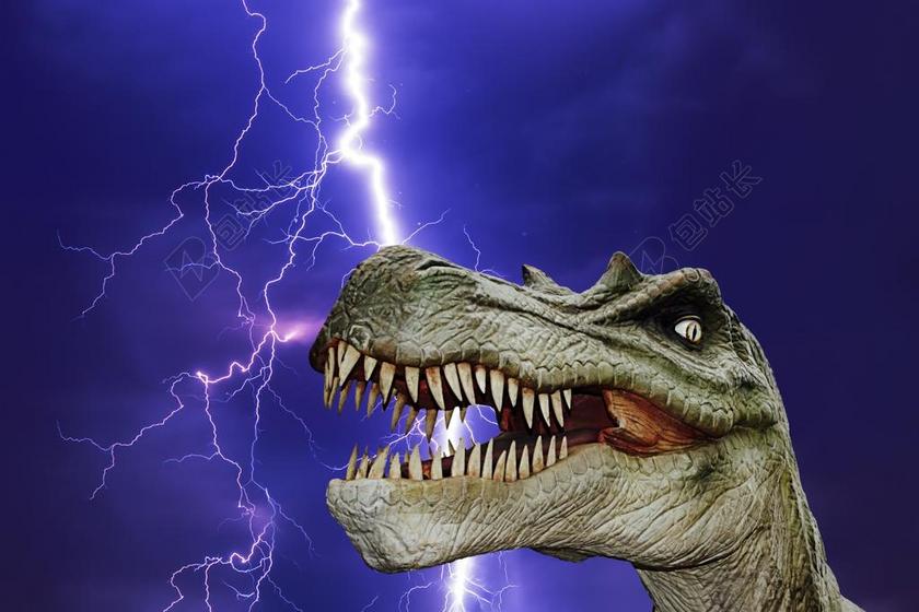 恐龙史前时代闪电恐怖背景图片
