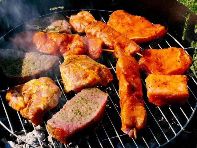 烧烤 肉 牛排 烤架 烤肉 美味 吃 烤 夏季 腌制 火