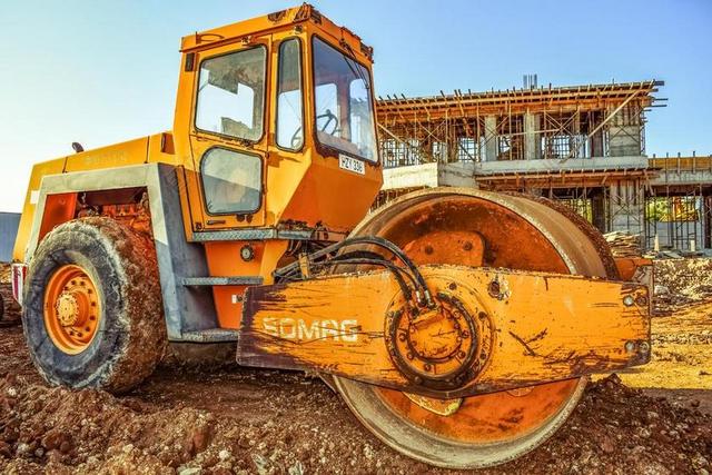 压路机 重机 建设 压实机 正在建设 黄色