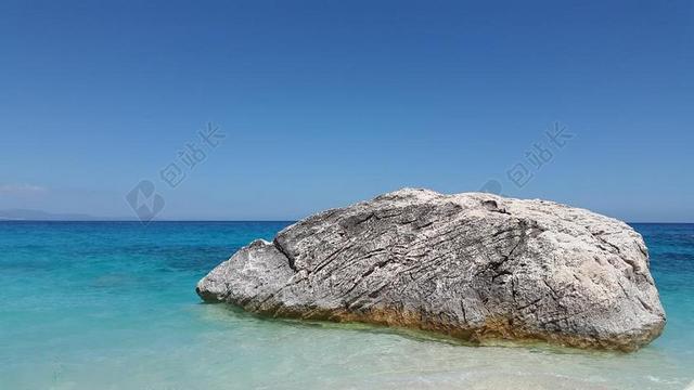 地中海 绿松石 海 蓝色 海滩 海岸 撒丁岛 夏季 假期