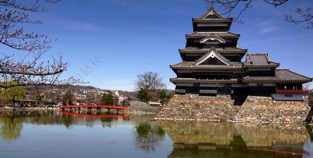 湖 桥 塔 景区 景观 水 日本 松本