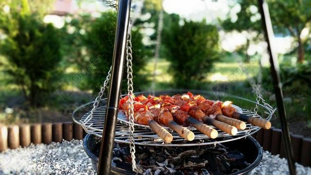烧烤炉 夏天 饮食 香肠 烧烤 做饭在烤架上 链篦机 假期
