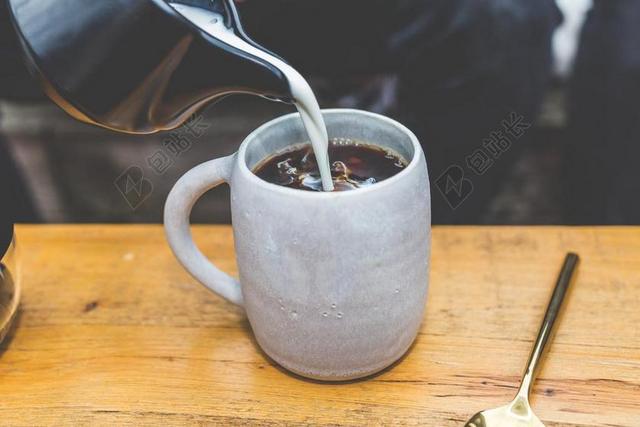 黑 咖啡 牛奶 热 冷 喝 杯 勺子 咖啡馆 咖啡厅 店