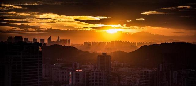 城市 夕阳 广州