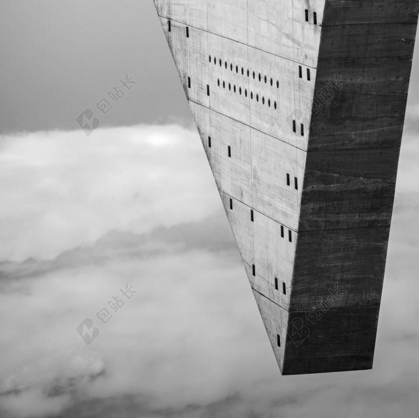 黑色和白色 架构 雕塑 建设 三角 摘要 主意 概念 天空