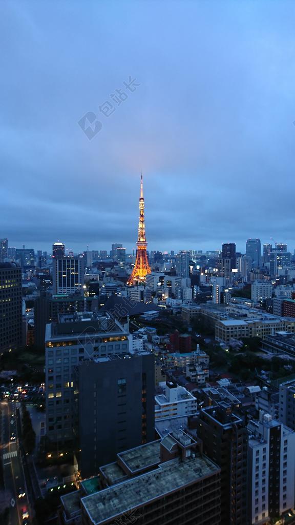 唯美东京塔夜景背景图片
