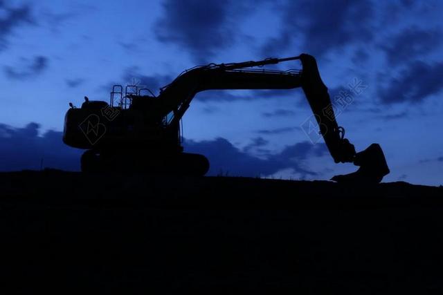 挖掘机 夜 夜间施工现场 建设工作 网站 行业 夜班 技术