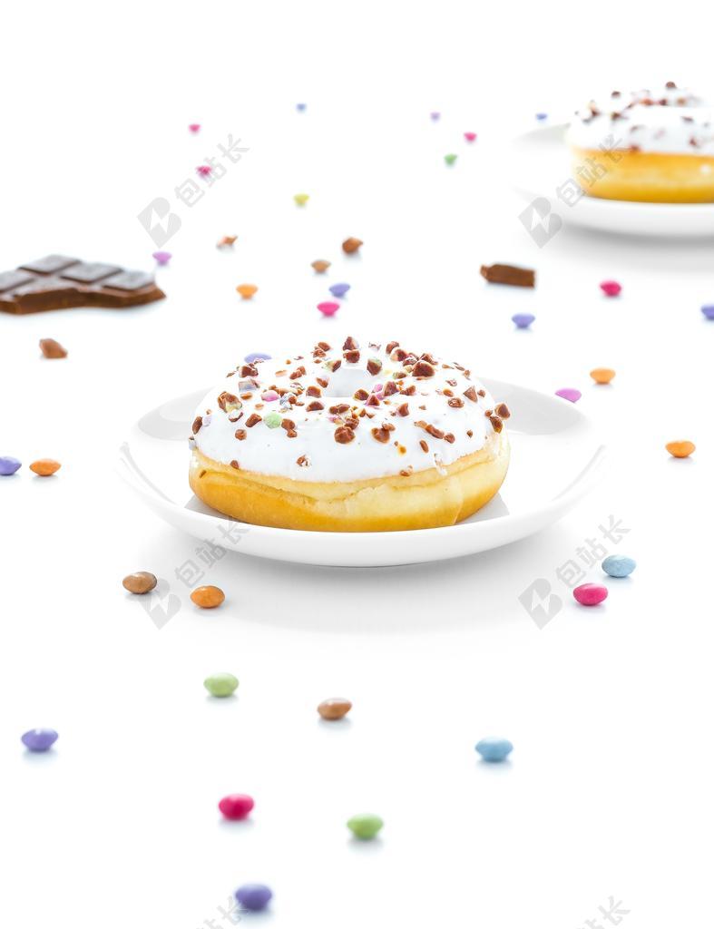 食品 甜点 甜 甜甜圈 洒 白 表 板 美味 巧克力