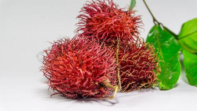 红毛丹 水果 背景 新鲜 白 红色 食品 甜 热带 美味