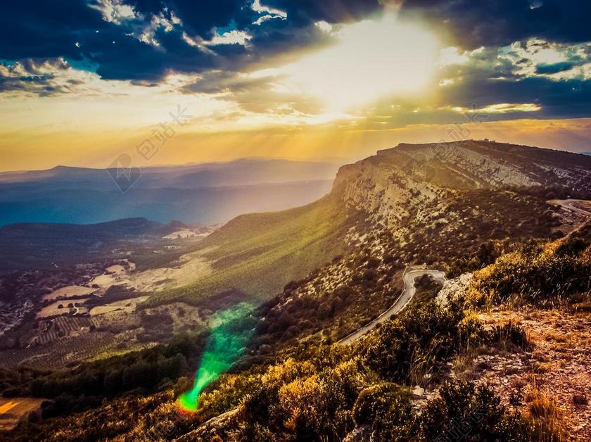 日落 山 躺在 云 天空 雪 摩洛哥 比利牛斯 太阳 蓝色