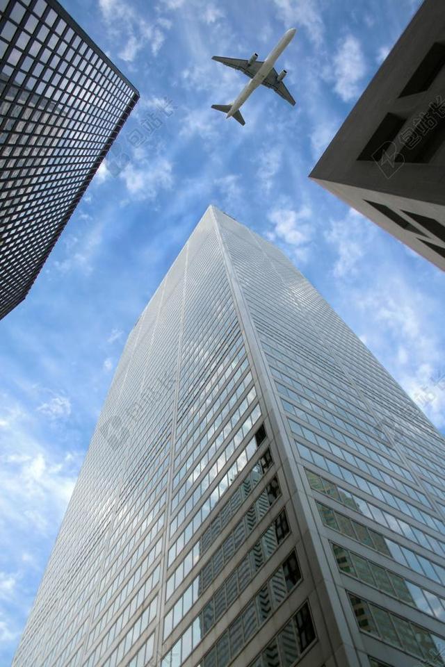 市中心 街 建设 摩天楼 飞行 区 业务 城市 镇 飞机